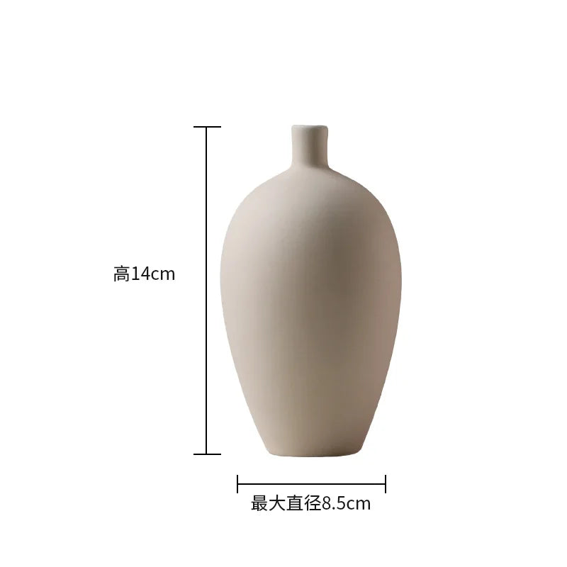 Nordic Simple Plain Ceramic Vase Modern White Beige Dried Flower Bottle Living Room Porch TV Cabinet Art Aesthetic Ornaments