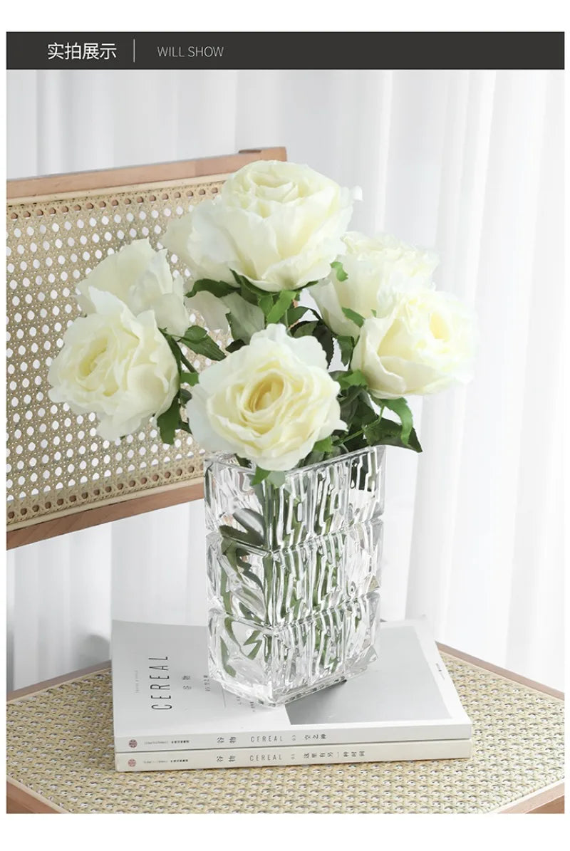Livetai Modern Minimalist Glass Vase Scandinavian Living Room Transparent Flower Holder Hydroponic Water Home Decor