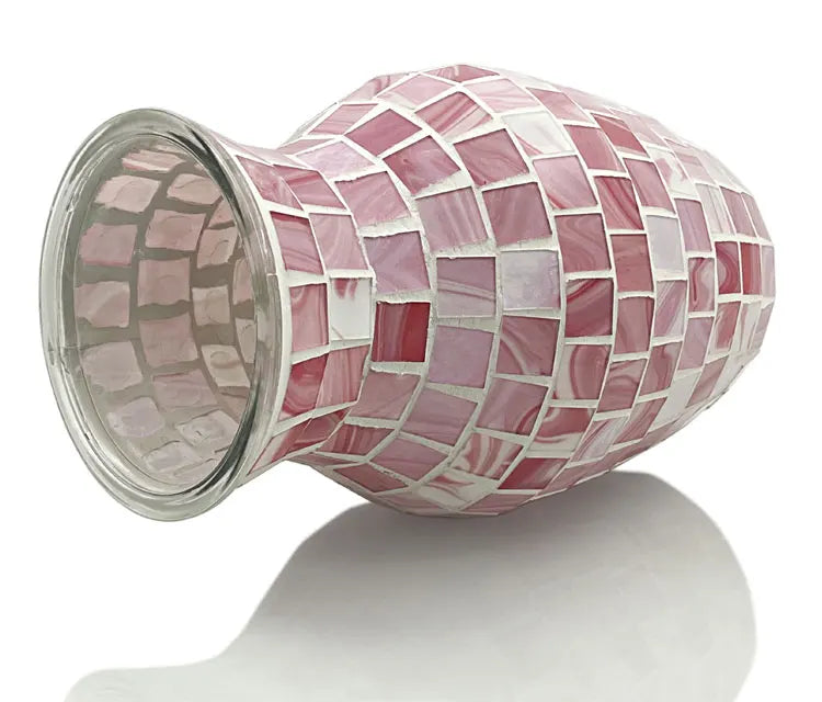 European Style Pastoral Mosaic Glass Vase, Pink and Purple, Fashion Home and Restaurant Decoration Furnishings