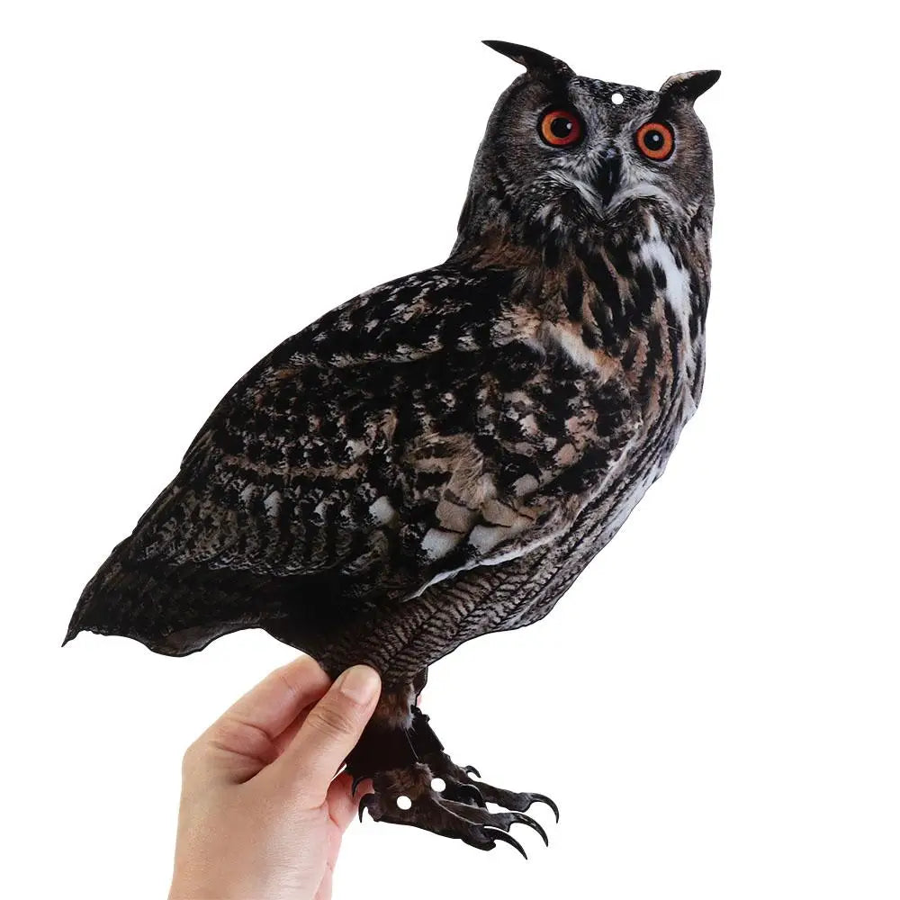 Waterproof Bird Repel Owl Scarecrow Hanging With Bells Fake Bird Scare Device Rectangle Bird Repeller Garden Decoration