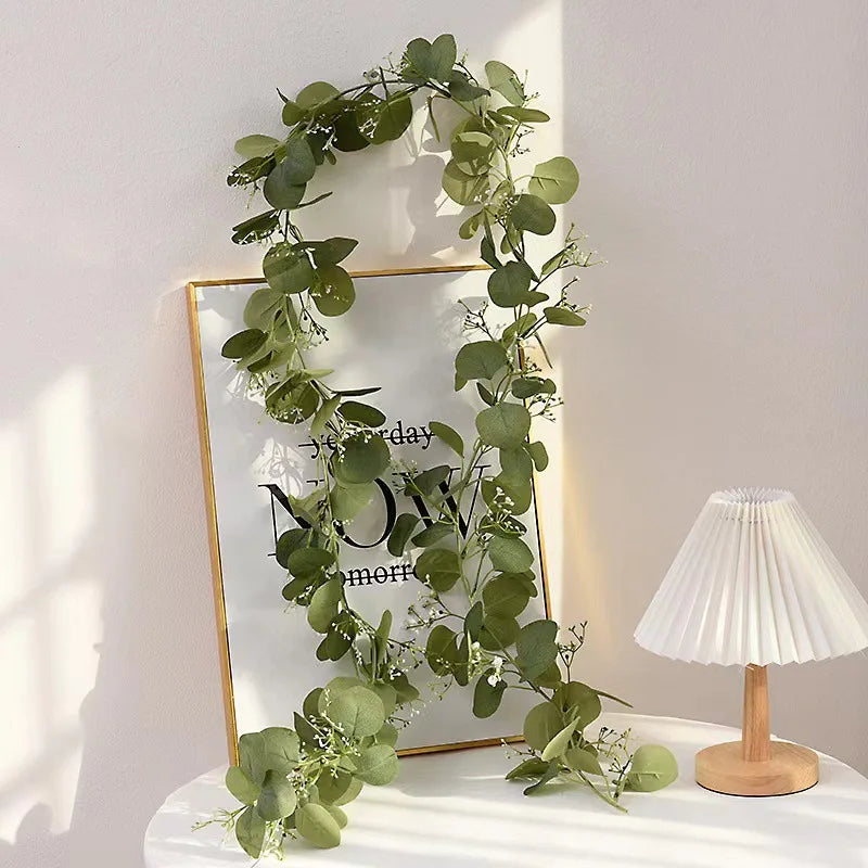 1.8m Artificial Flowers Eucalyptus Garland Greenery Fake Hanging Vines for Weddings Home Garden Outdoor Garden Arch Wall Decor