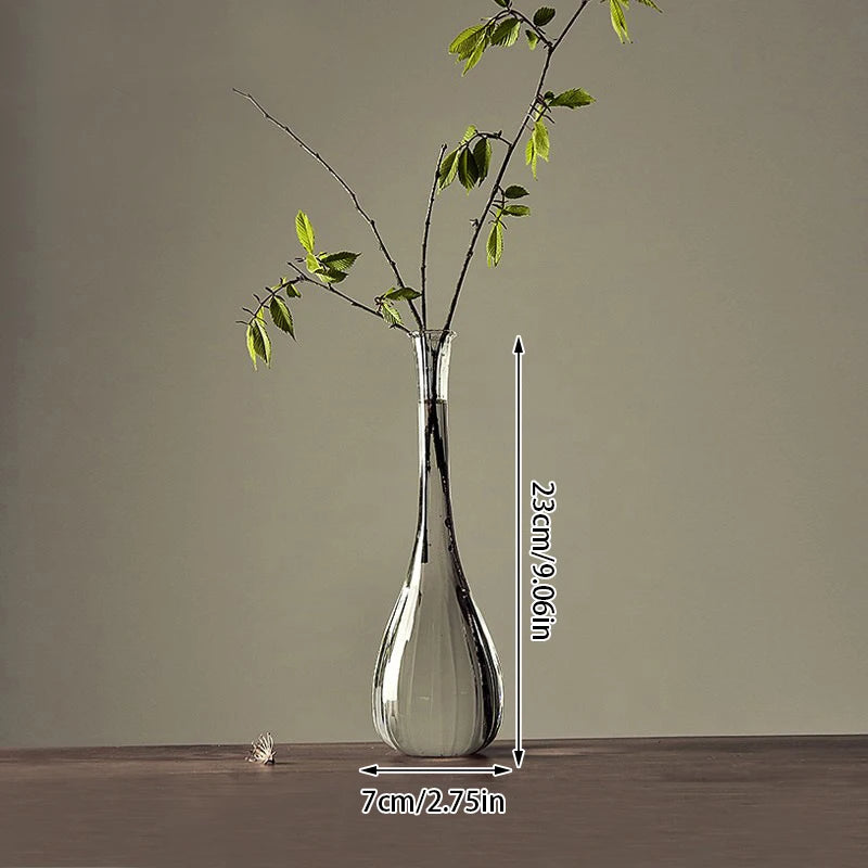 Japan Style Transparent Glass Vase Zen Flower Arrangement Dry Flower Small Mouth Flower Vase for Wedding Home Room Decoration