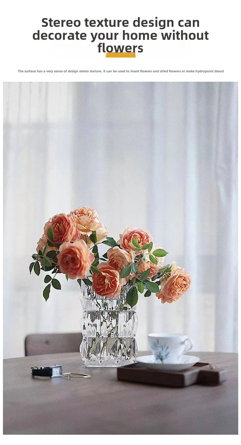 Livetai Modern Minimalist Glass Vase Scandinavian Living Room Transparent Flower Holder Hydroponic Water Home Decor