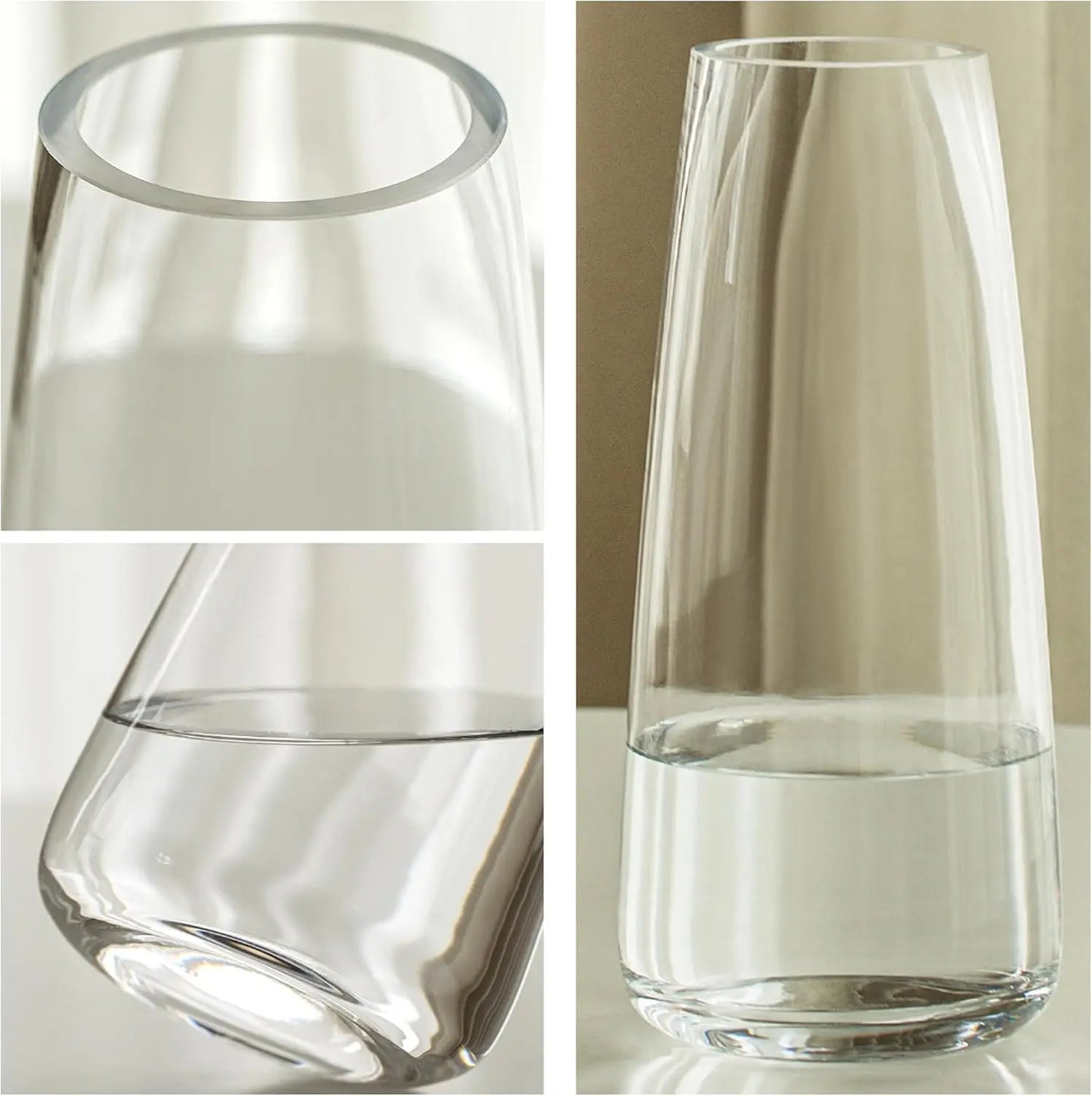 Modern Glass Vase Irised Crystal Clear Glass Vase for Home Office Decor (Crystal Grey)