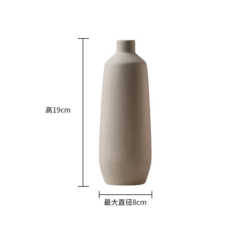 Nordic Simple Plain Ceramic Vase Modern White Beige Dried Flower Bottle Living Room Porch TV Cabinet Art Aesthetic Ornaments