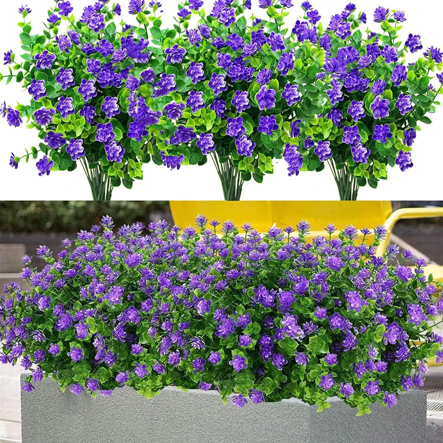 5 Pack Outdoor Artificial Fake Flowers UV Resistant Shrub Plants for Indoor Outside Hanging Garden Porch Home Wedding Decoration