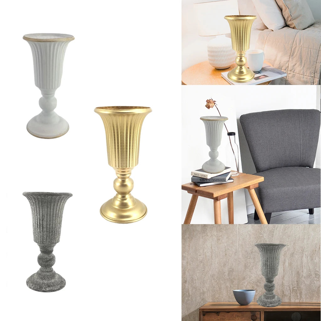 Decorative Flower Vase Metal Bowl Urn Plant Pot Dried Flower Filler Table Decors for Home Living Room Centerpieces Decor