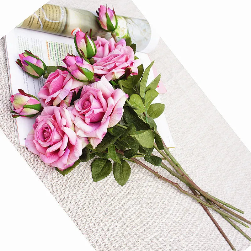 2 Heads/Bundle Curling Roses Artificial Flowers Valentine's Day Wedding Home Soft Decor Handmade Diy Vases for Household Product
