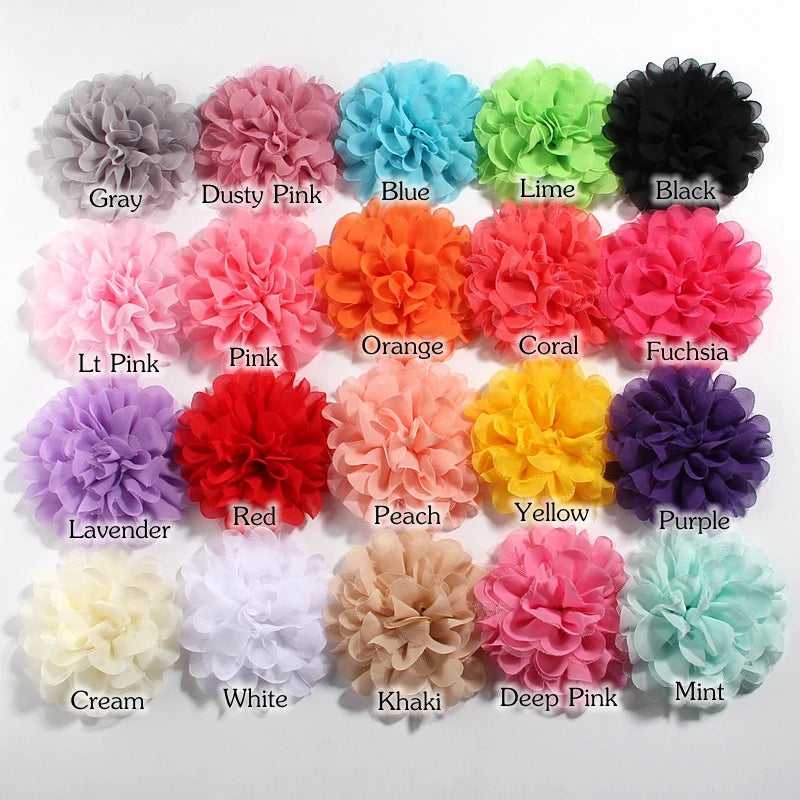 5PCS 4.4"11CM Lace Trim Patch Applique Fabric Artificial Flowers Wedding Dress Chiffon Flower Bride Hair Veil Clothes Decoration