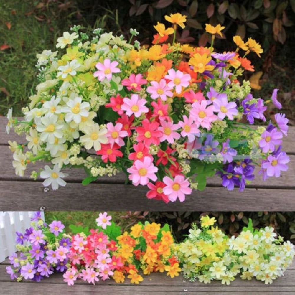 Good looking 1 Bouquet 28 Heads Artificial Fake Cute Daisys Flower Home Wedding Garden Decor Flower decorative not pot
