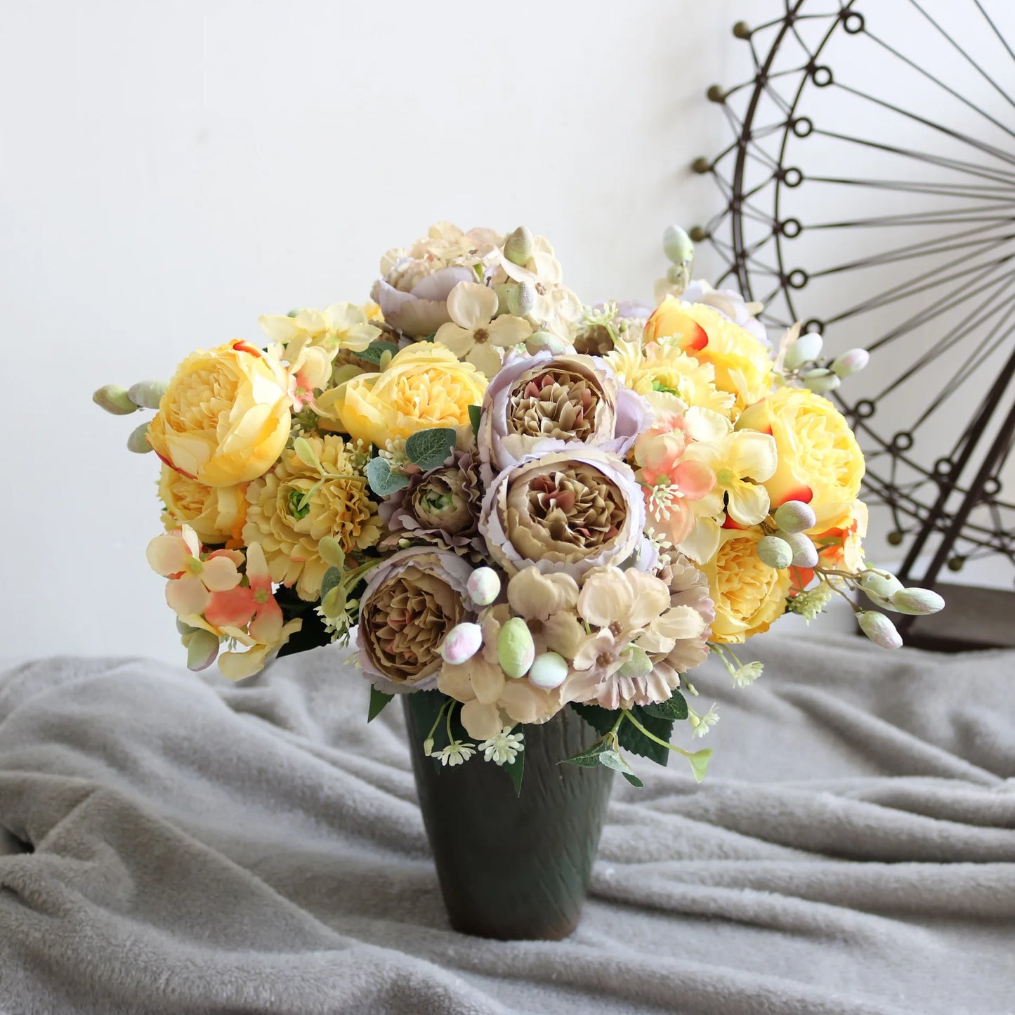 30cm Rose Pink Silk Peony Artificial Flowers Bouquet 5 Big Head an Bud Cheap Fake Flowers for Home Wedding Decoration indoo
