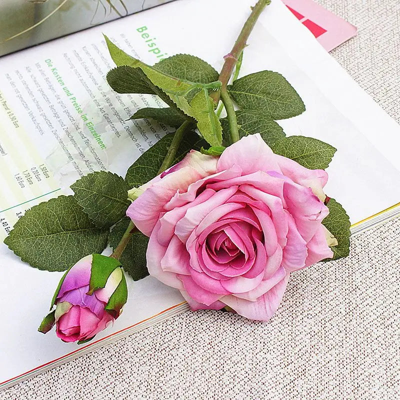 2 Heads/Bundle Curling Roses Artificial Flowers Valentine's Day Wedding Home Soft Decor Handmade Diy Vases for Household Product