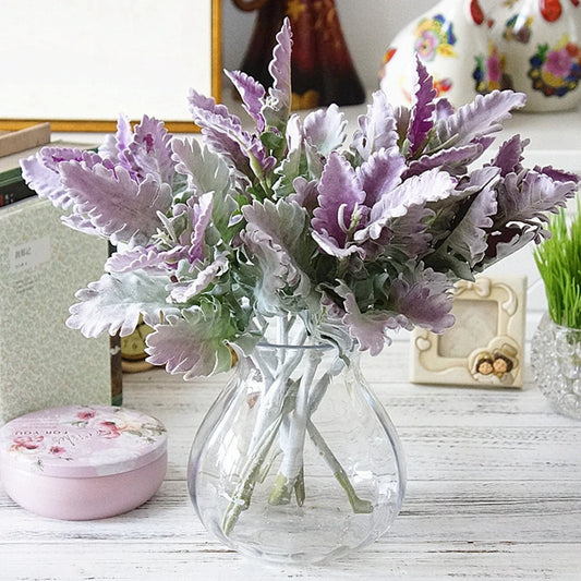 Artificial Flowers Silk Leaf Flocking Lagomorpha Festival Wedding Home Room Decoration Fake Plants Green Wall Bouquet Materials