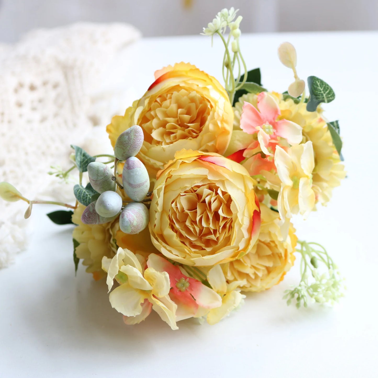 30cm Rose Pink Silk Peony Artificial Flowers Bouquet 5 Big Head an Bud Cheap Fake Flowers for Home Wedding Decoration indoo