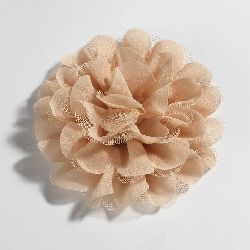 5PCS 4.4"11CM Lace Trim Patch Applique Fabric Artificial Flowers Wedding Dress Chiffon Flower Bride Hair Veil Clothes Decoration