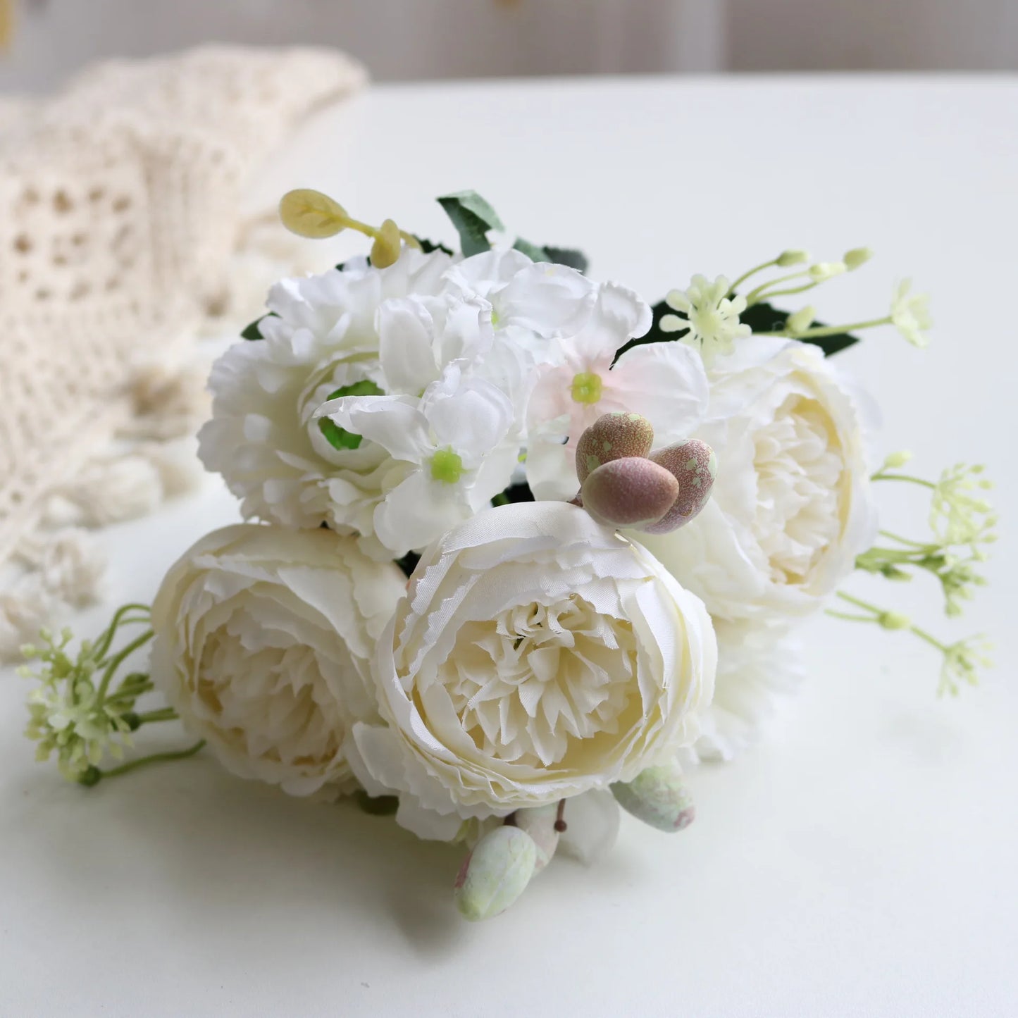 30cm Rose Pink Silk Peony Artificial Flowers Bouquet 5 Big Head an Bud Cheap Fake Flowers for Home Wedding Decoration indoo