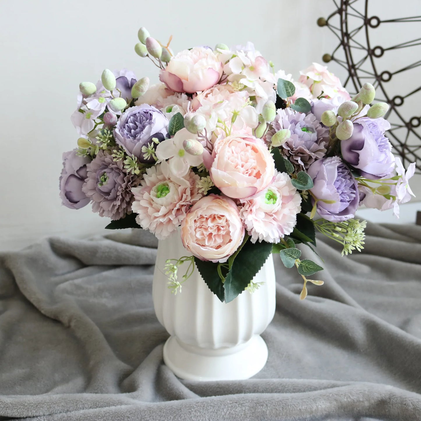 30cm Rose Pink Silk Peony Artificial Flowers Bouquet 5 Big Head an Bud Cheap Fake Flowers for Home Wedding Decoration indoo