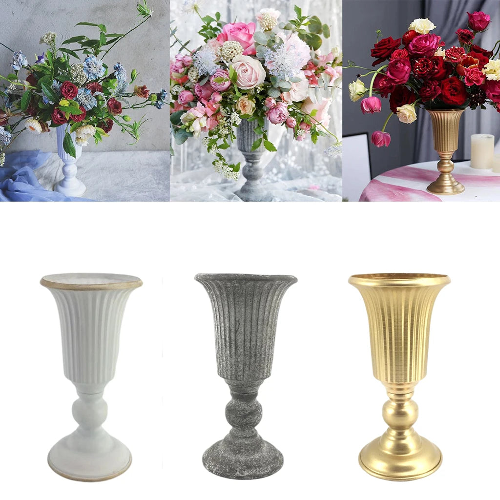 Decorative Flower Vase Metal Bowl Urn Plant Pot Dried Flower Filler Table Decors for Home Living Room Centerpieces Decor