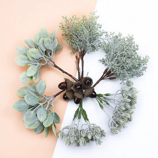 6PCS Artificial Plants Decorative Flowers Wreaths Wedding Home Decoration Accessories Diy Gift Box A Cap Scrapbooking Floristics