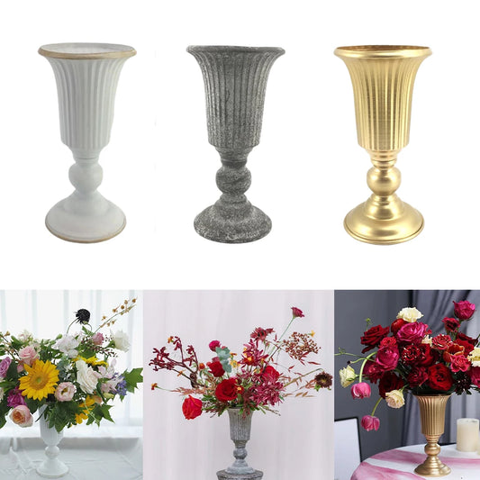 Decorative Flower Vase Metal Bowl Urn Plant Pot Dried Flower Filler Table Decors for Home Living Room Centerpieces Decor