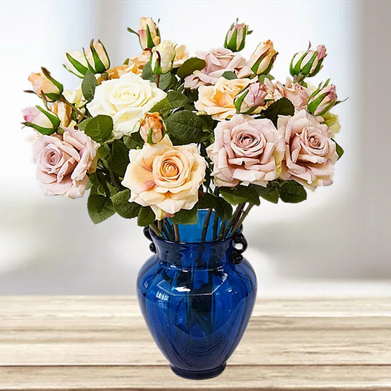 2 Heads/Bundle Curling Roses Artificial Flowers Valentine's Day Wedding Home Soft Decor Handmade Diy Vases for Household Product