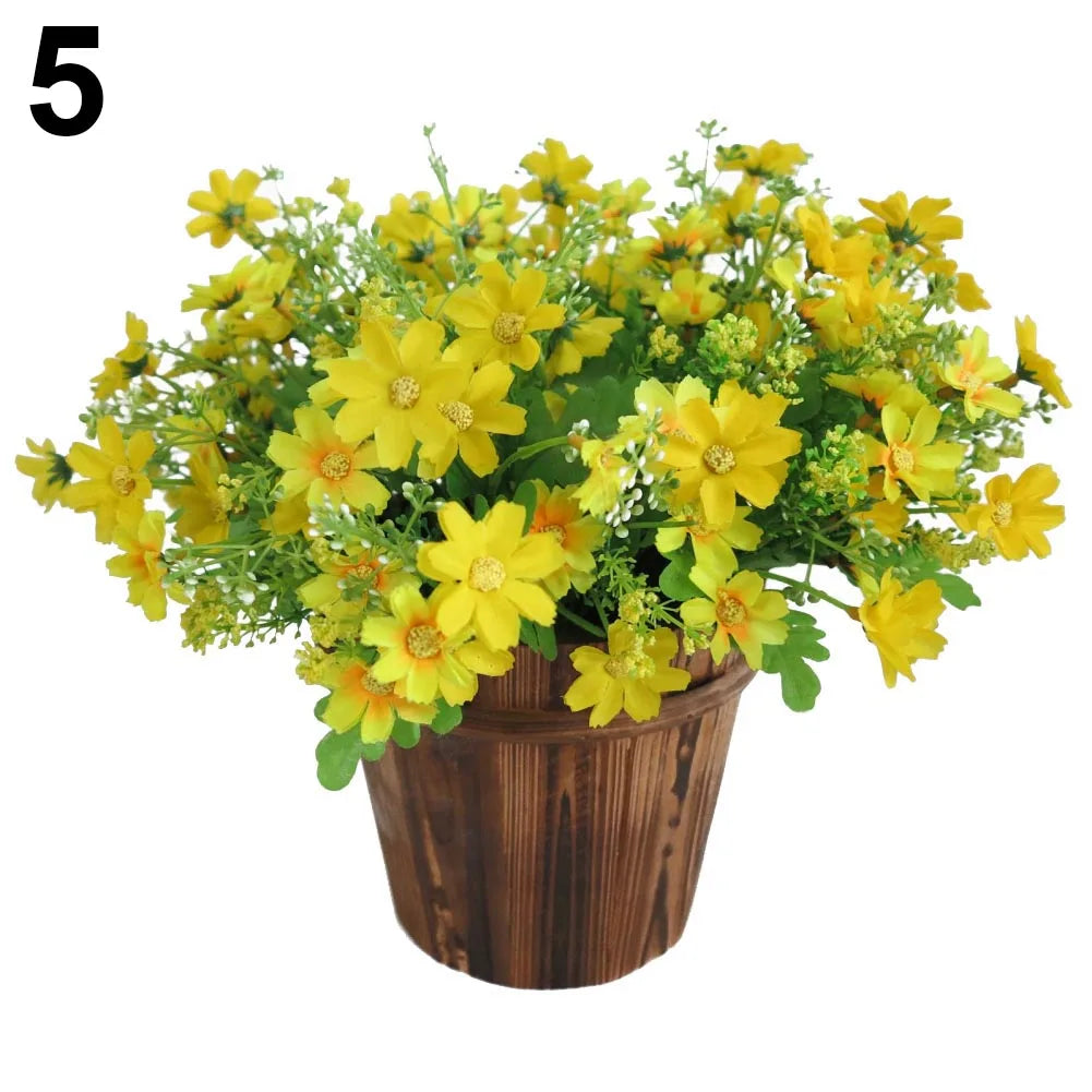 Good looking 1 Bouquet 28 Heads Artificial Fake Cute Daisys Flower Home Wedding Garden Decor Flower decorative not pot