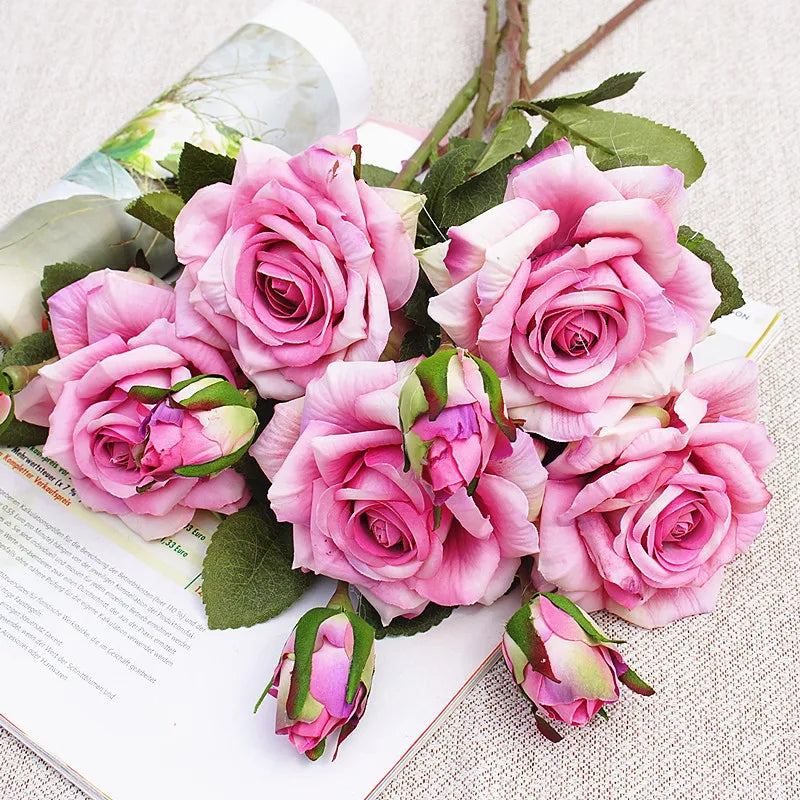 2 Heads/Bundle Curling Roses Artificial Flowers Valentine's Day Wedding Home Soft Decor Handmade Diy Vases for Household Product