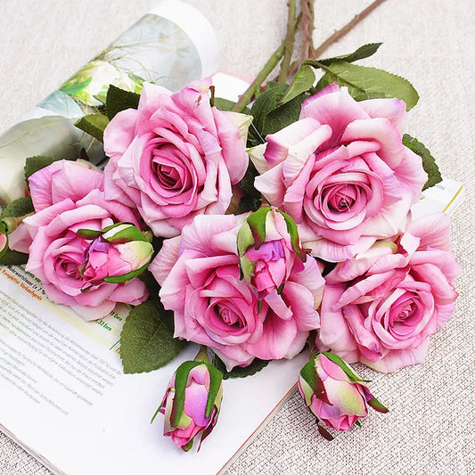 2 Heads/Bundle Curling Roses Artificial Flowers Valentine's Day Wedding Home Soft Decor Handmade Diy Vases for Household Product