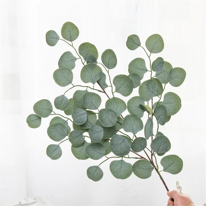 Artificial Plants Plastic Eucalyptus Leaves Wedding Bouquet Home Garden Flowers Wall Diy Room Christmas Autumn Decorations