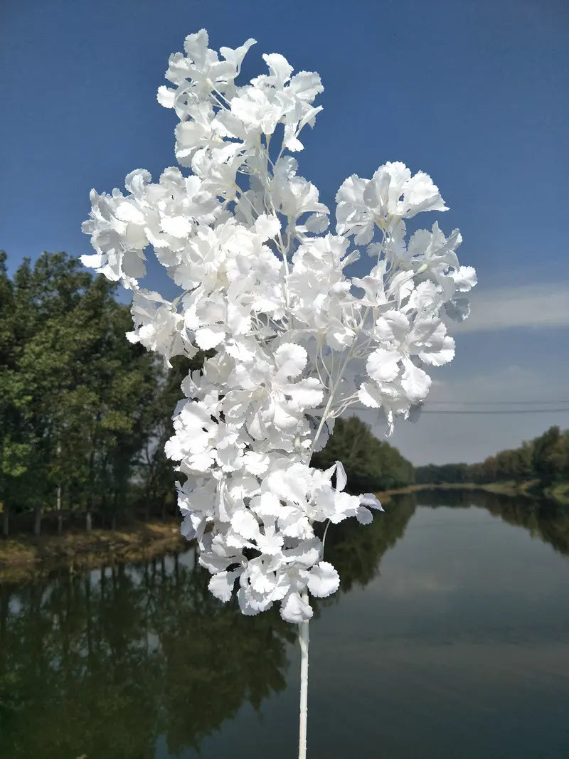 90CM Artificial 4-pronged Cherry Blossom White Stem Silk Flower Arch Suspended Ceiling Artificial Flower Home Wedding Decoration