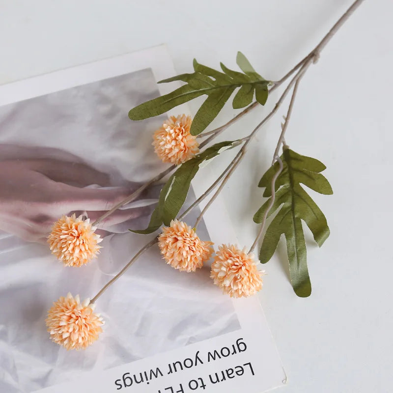 10 pcs Dandelion Artificial Flower Wedding  5 Head Fake Flowers Small Thorn Ball Home Decoration Bouquet Valentine's Day