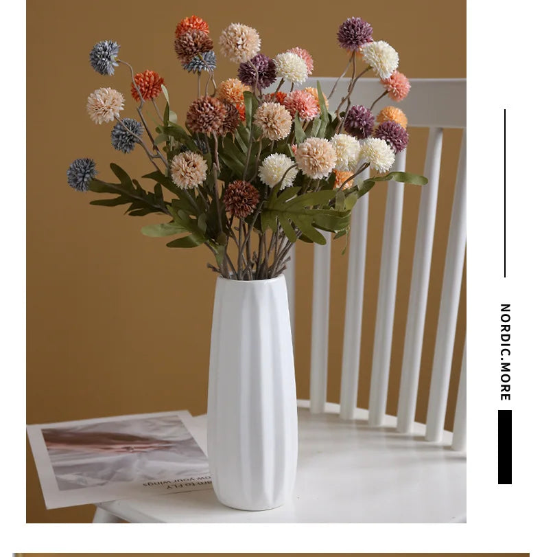 10 pcs Dandelion Artificial Flower Wedding  5 Head Fake Flowers Small Thorn Ball Home Decoration Bouquet Valentine's Day