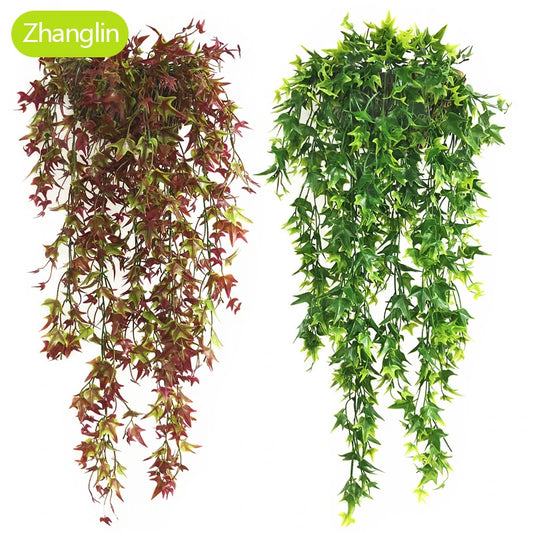 80cm Artificial Plant Red Maple Leaf Ivy Home Decor Green Creeper Leaf Rattan Festive Outdoor Bedroom Decor Fake Flower