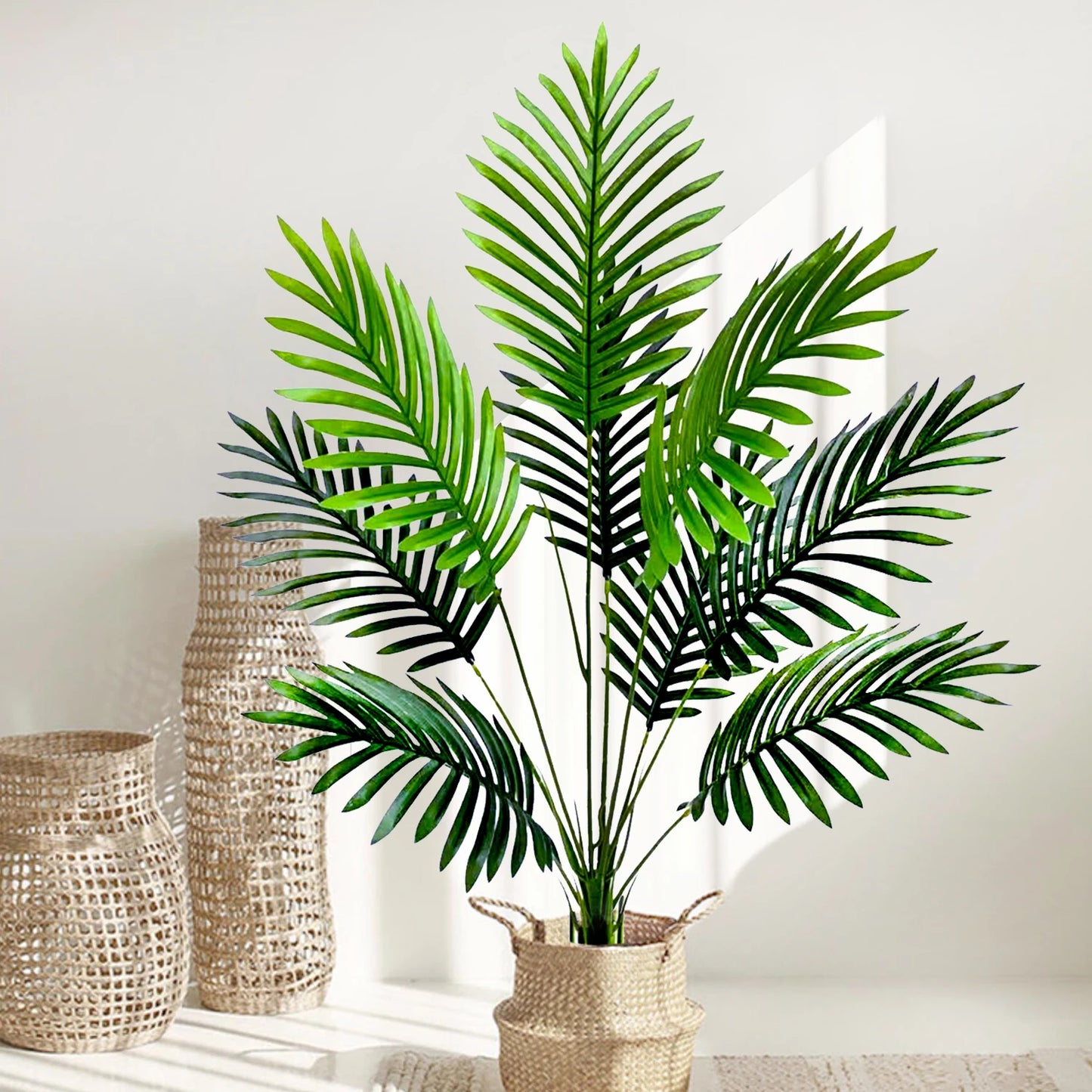 105cm/41.3in Artificial Areca Palm Plant Fake Tropical Leaves Fake Yellow Palm Indoor Home Office Decor