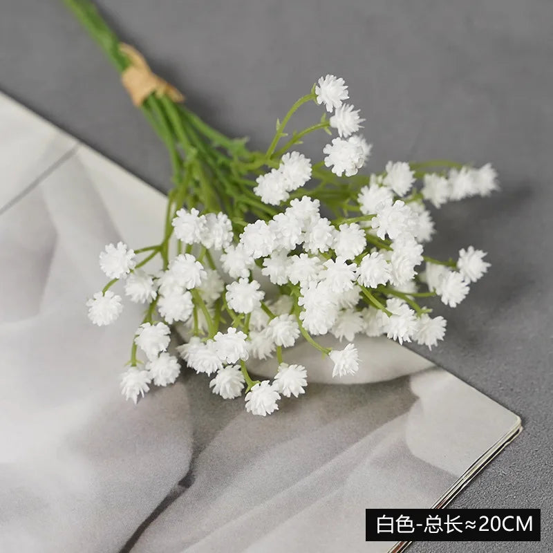 New 20cm Small Single Gypsophila Artificial Flower Wholesale Purple Milky White Blue Pink Bouquet Plastic False Flower Bouquet