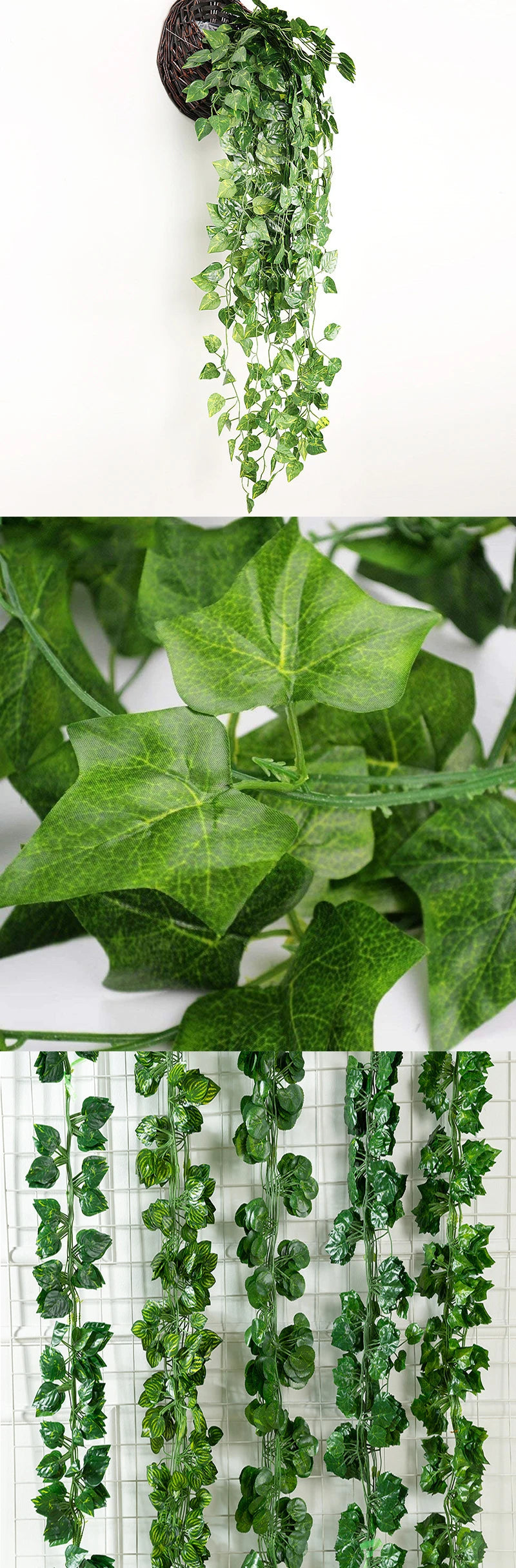 2.1M Artificial Green Ivy Leaf  Vine Hanging Crawling DIY Fake Flowers Plants for Garden Wedding Party  Home Decors