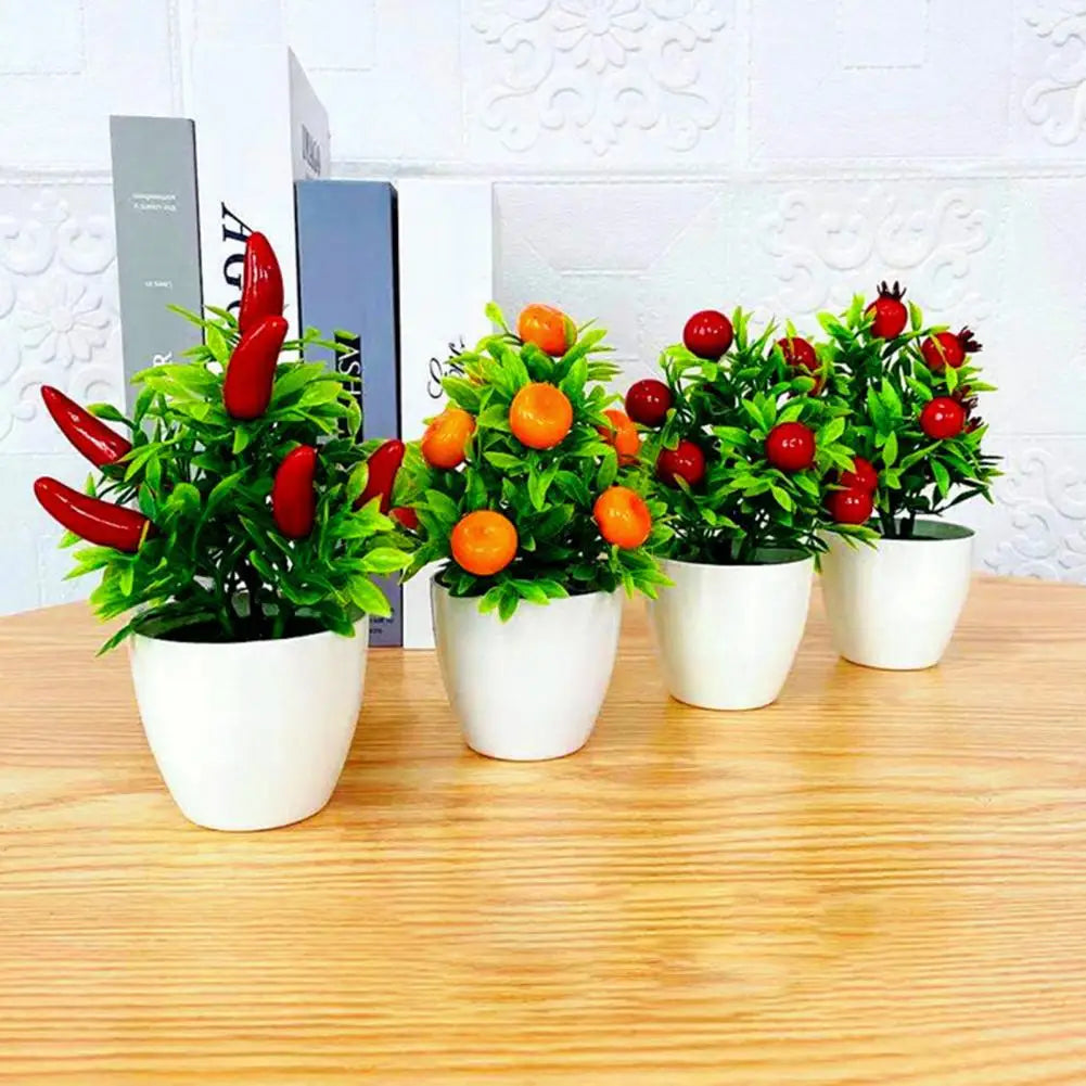 Artificial Fruit Bonsai Landscaping Artificial Fruit Bonsai Orange Pomegranate Fruit Tree Garden Decoration Fake Plant Flower