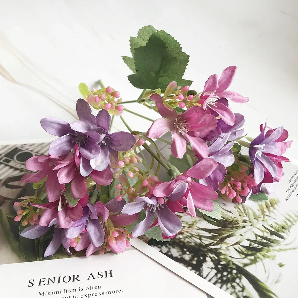 1 Bouquet purple Artificial Flowers Peony Tea Rose Autumn Silk Fake Flowers for DIY Living Room Home Garden Wedding Decoration