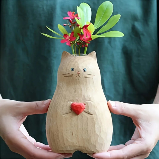 1 Cute Love Cat Vase - Handmade Romantic Flower Pot for Couples, Modern Spring/Summer Home Decoration