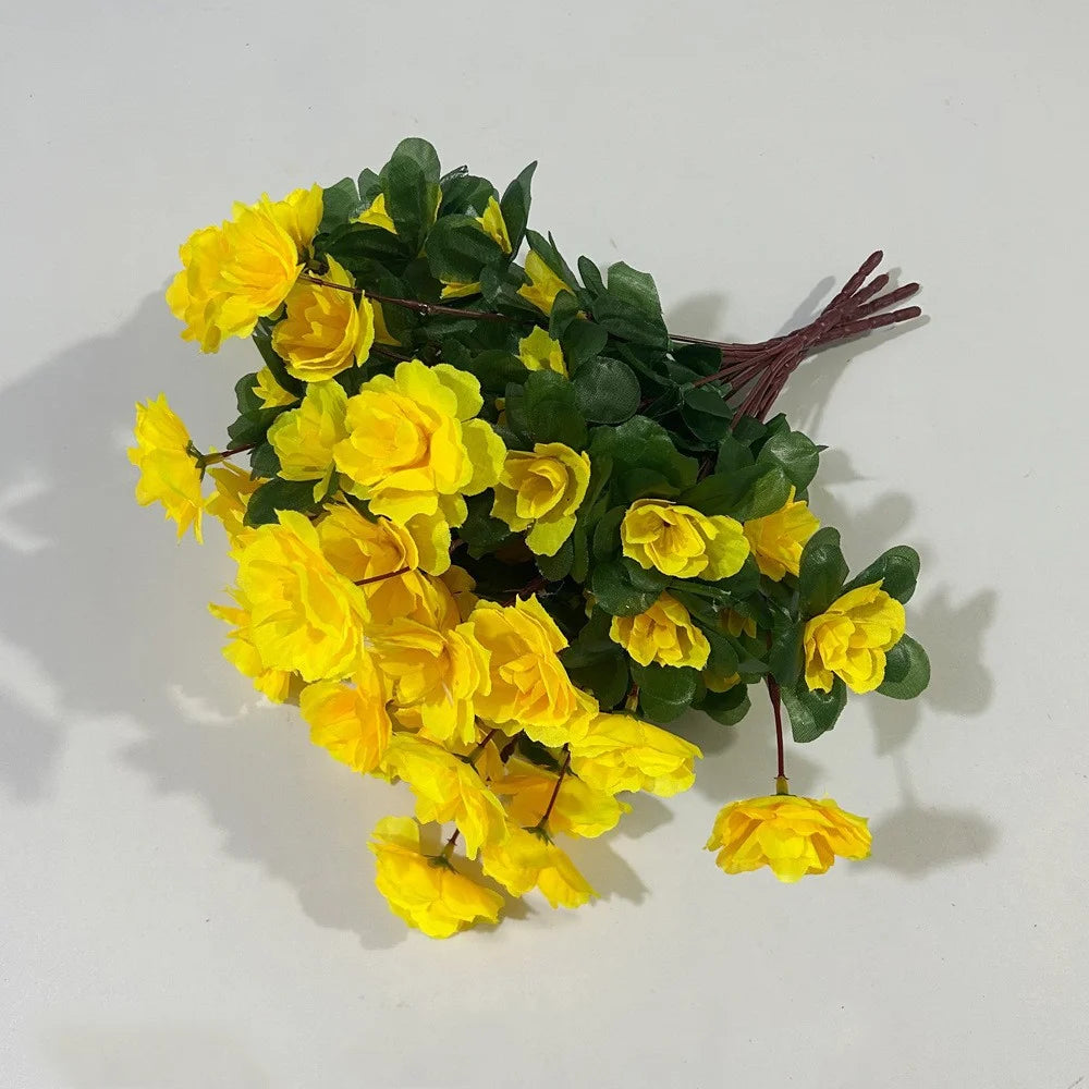 Outdoor Fall Artificial Red Azalea High Quality Flowers Bushes UV Resistant Decor Fake Flowers Home Decorations Small For Garden