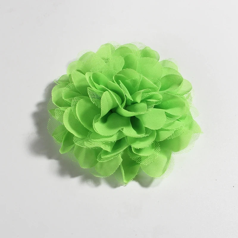 5PCS 4.4"11CM Lace Trim Patch Applique Fabric Artificial Flowers Wedding Dress Chiffon Flower Bride Hair Veil Clothes Decoration