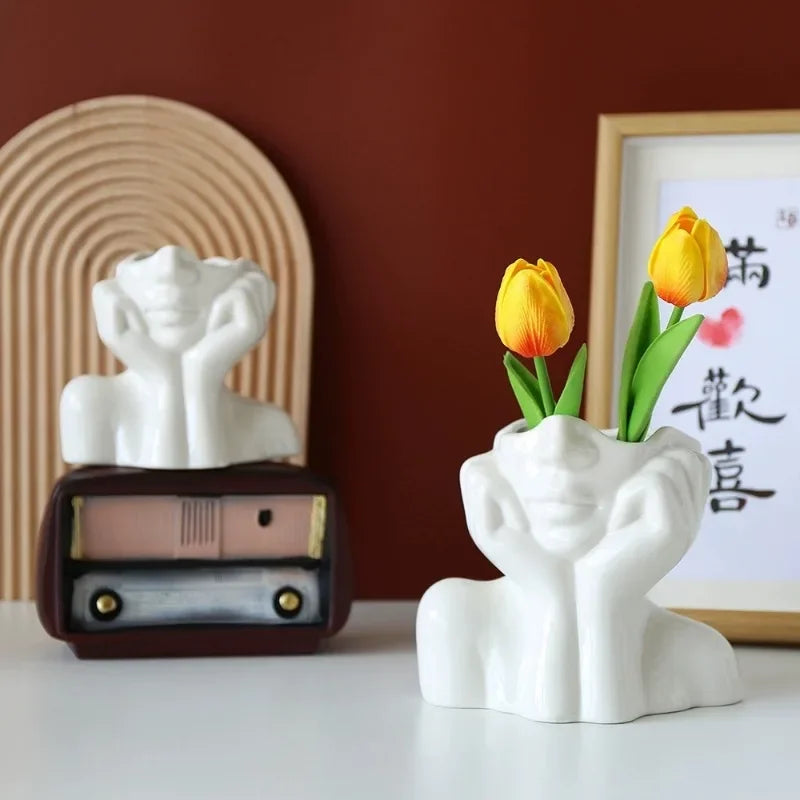 Home Resin Vase Gold White Black Human Body Shaping Art Flower Planter Personalized And Creative Decoration Handicrafts Ornament