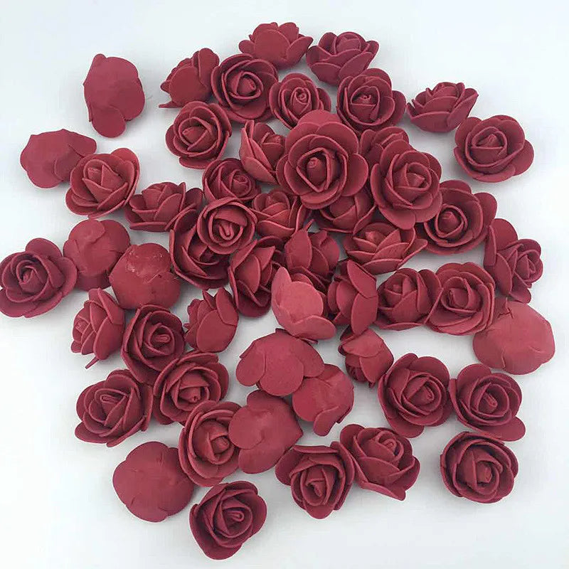 100pcs PE Foam Fake Teedy Bear Roee Head Artificial Flowers Cheap Wedding Home Decoration for Scrapbooking Gift Box Diy Wreath