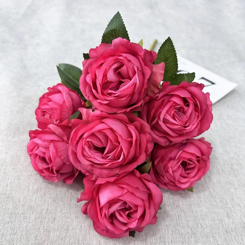 43CM7 Head Pearl Rose Artificial Flower Wedding Road Guide Bouquet Flower Arrangement Valentine's Day Decoration Home Ornament