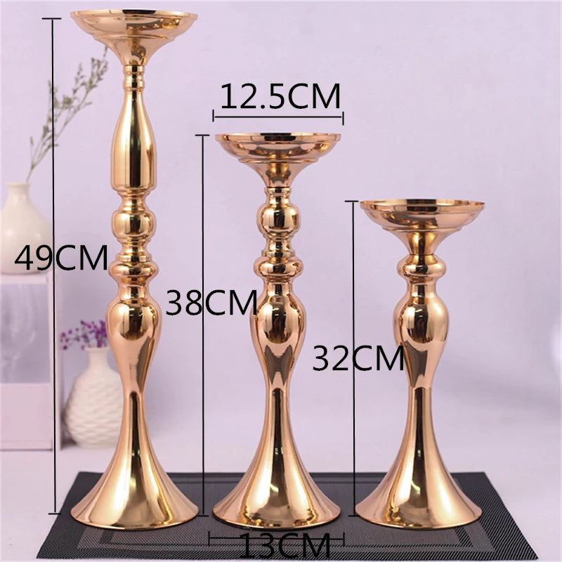 Metal Candle Holders Flowers Vase Candlestick Centerpieces Road Lead Candelabra Centerpieces Wedding porps Christmas decoration