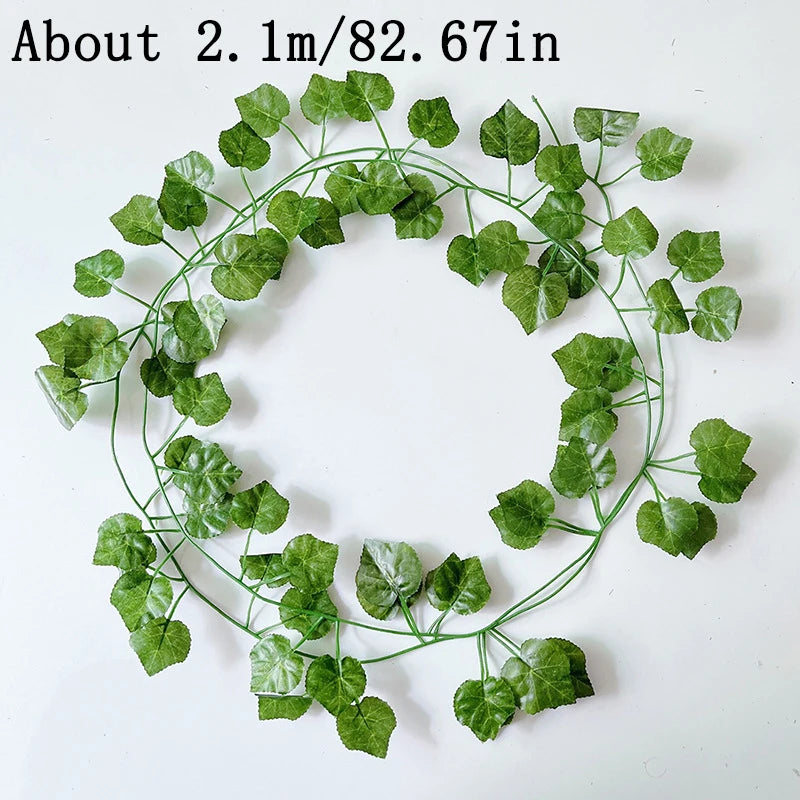 2.1M Artificial Green Ivy Leaf  Vine Hanging Crawling DIY Fake Flowers Plants for Garden Wedding Party  Home Decors
