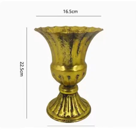 European Retro Iron Goblet Vase Decoration Home Livingroom Flower Arrangement Figurines Crafts Hotel Metal Flowerpot Ornaments