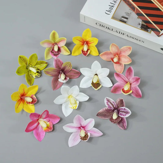 12Color Artificial PE Plastic Butterfly Orchid Flowers Head For DIY Wedding Christmas Decoration Shooting Props Accessories