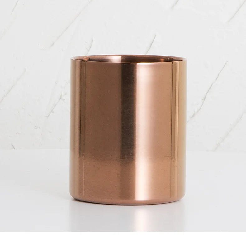 Brass Gold Vase  Stainless Steel Vases For Flowers Storage Container Organizer Pen Holder Cup Desk Flower Pots Home Decoration