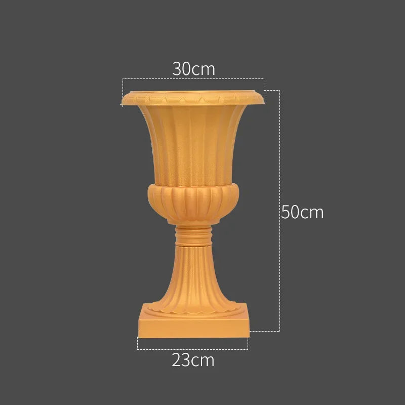 Golden Vase Wedding Birthday Christmas Festival Party Site Decoration Originality Retro Style European Plastic Flower Pot Vases